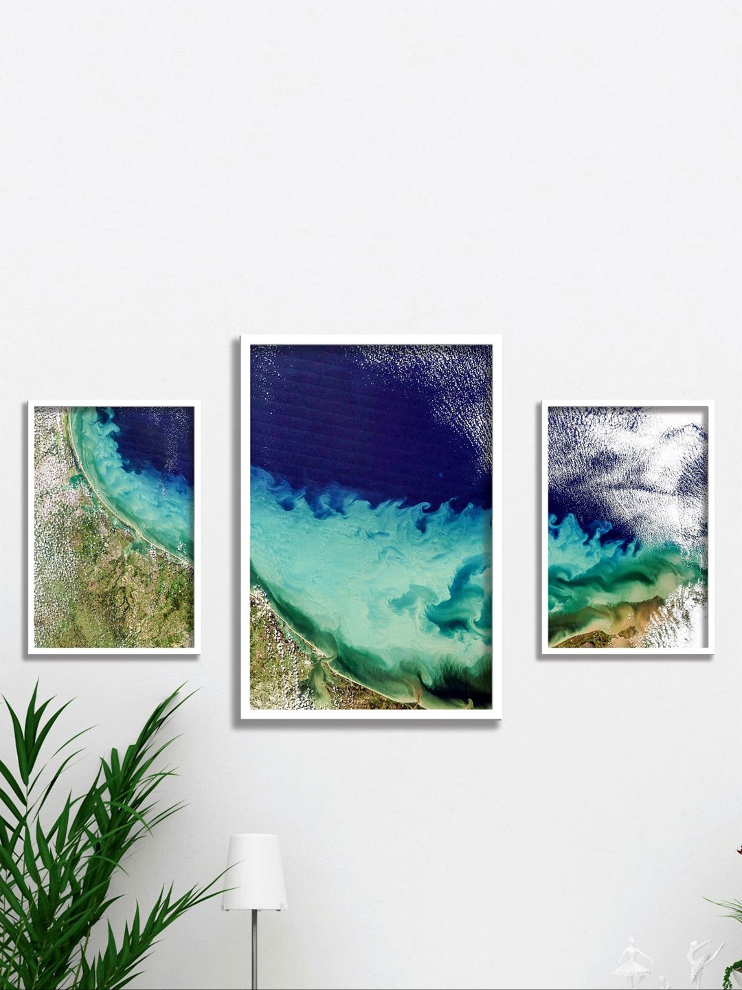

Aura Blue & Green 3 Pieces Wall Painting Art