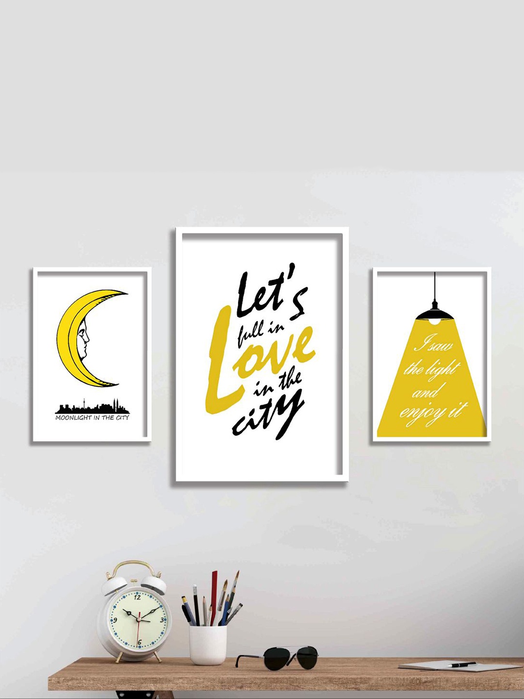

Aura White & Yellow 3 Pieces Wall Arts