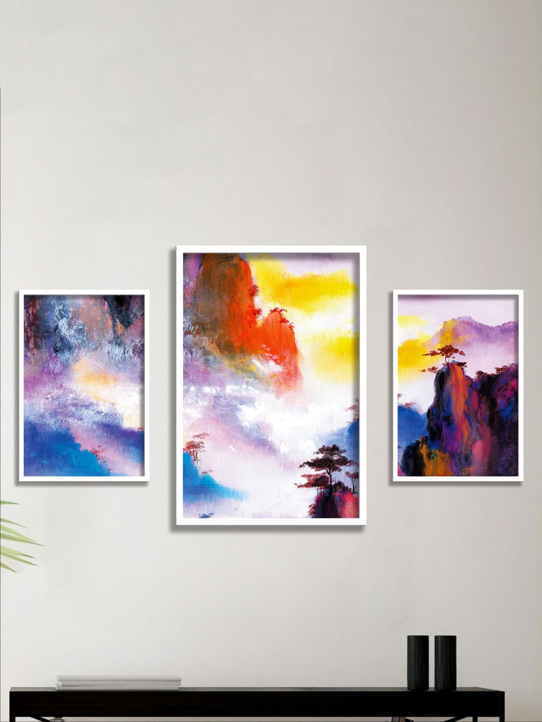 

Aura Blue & Orange 3 Pieces Paper Wall Paintings