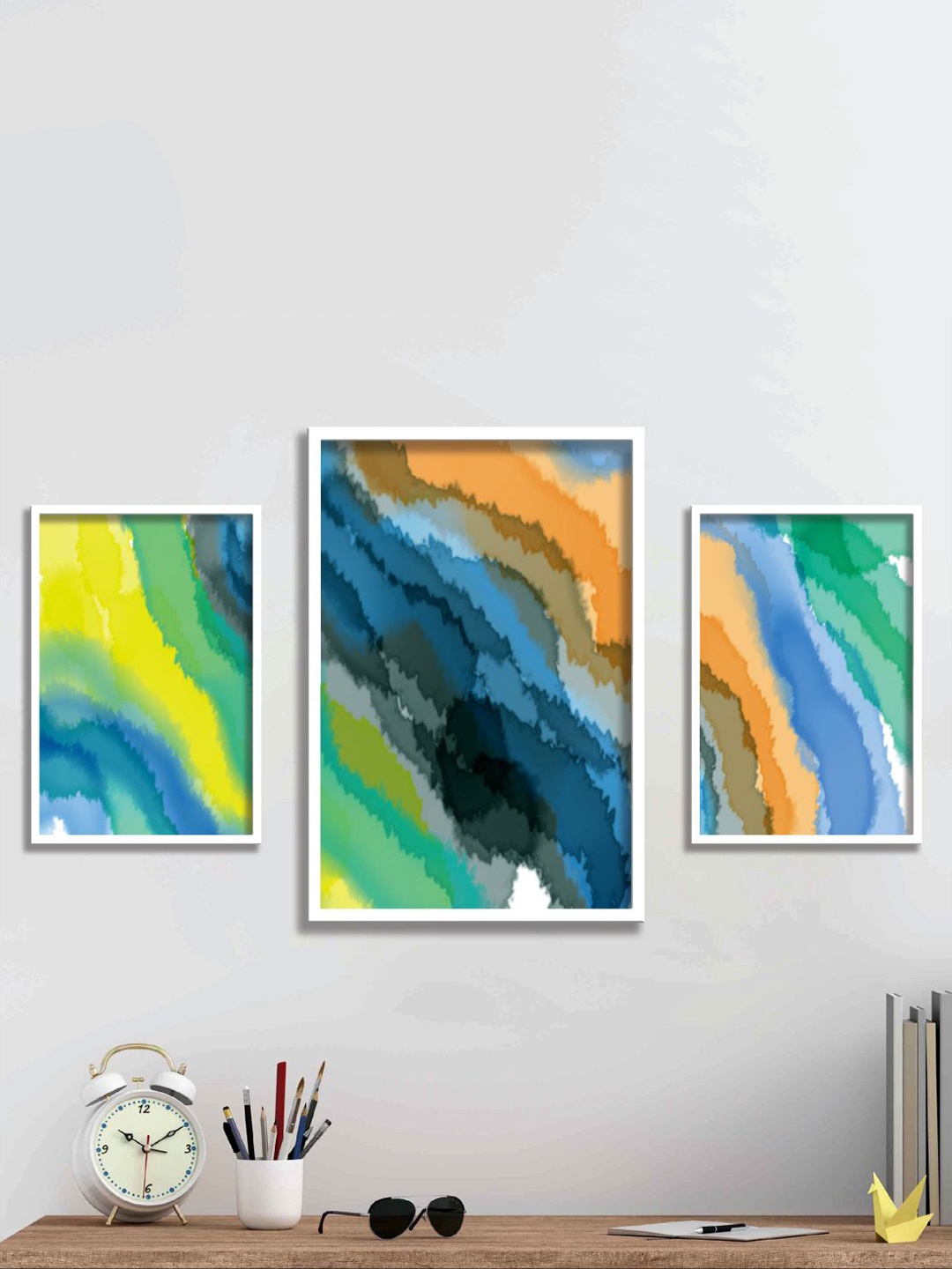 

Aura Blue & Yellow 3 Pieces Paper Wall Paintings