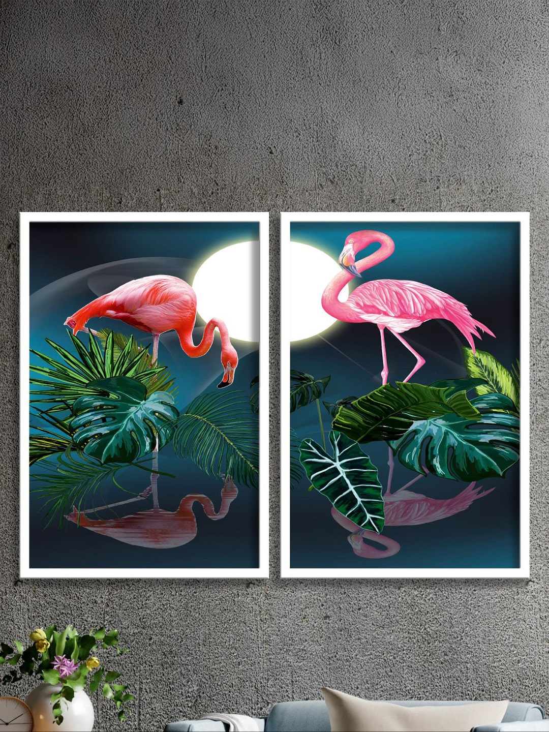 

Aura Green & Pink 2 Pieces Birds And Animals Wall Arts