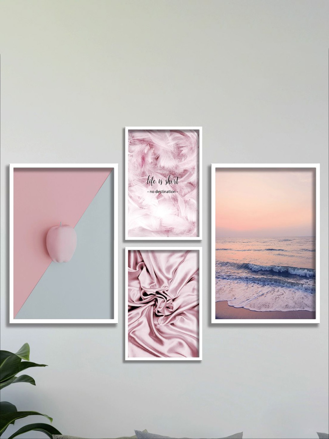 

Aura Pink & Grey 4 Pieces Paper Wall Paintings