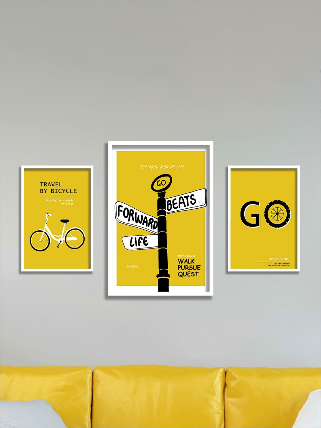 

Aura White & Yellow 3 Pieces Wall Arts