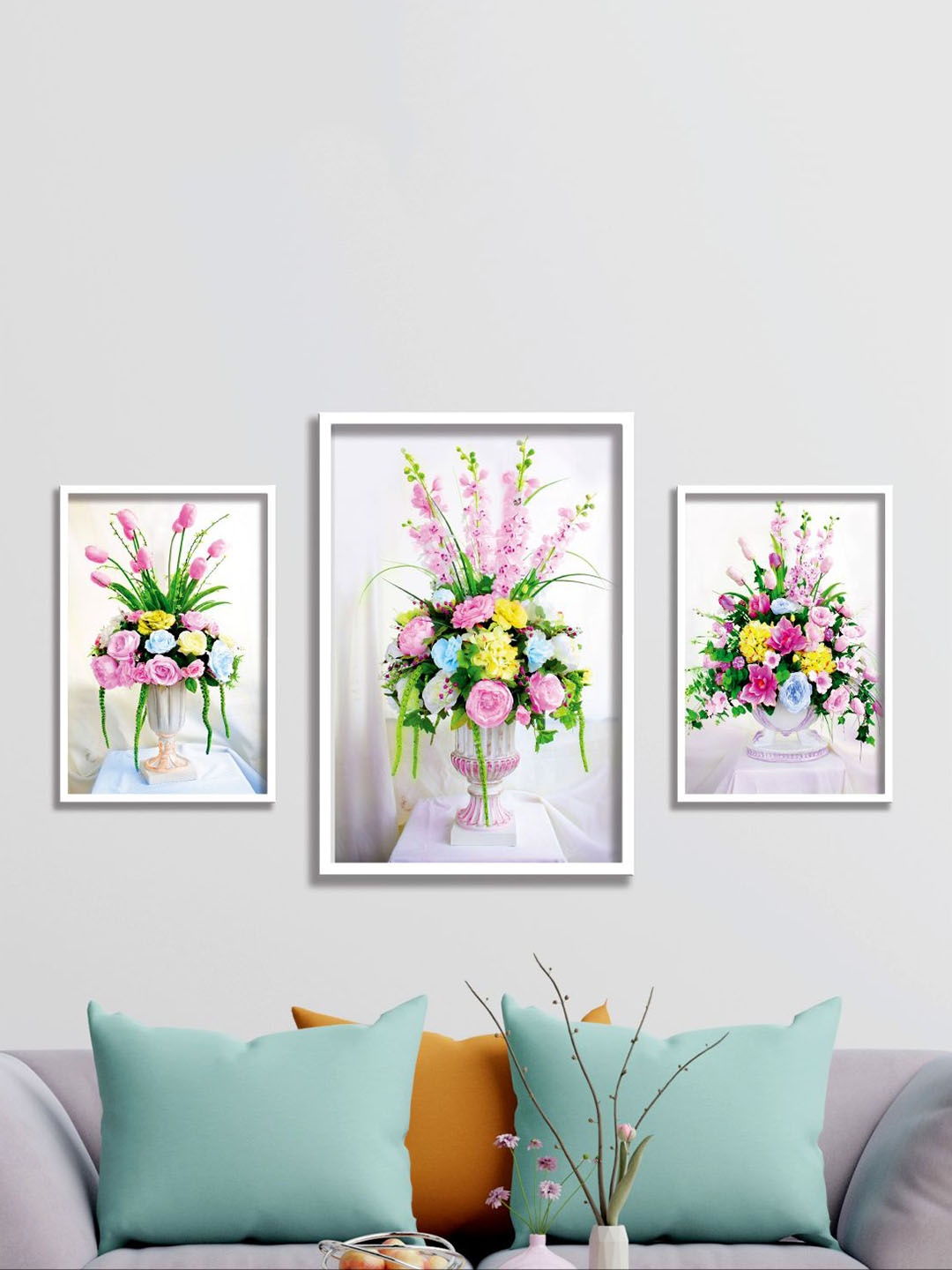 

Aura White & Yellow 3 Pieces Floral and Botanical Wall Painting Art