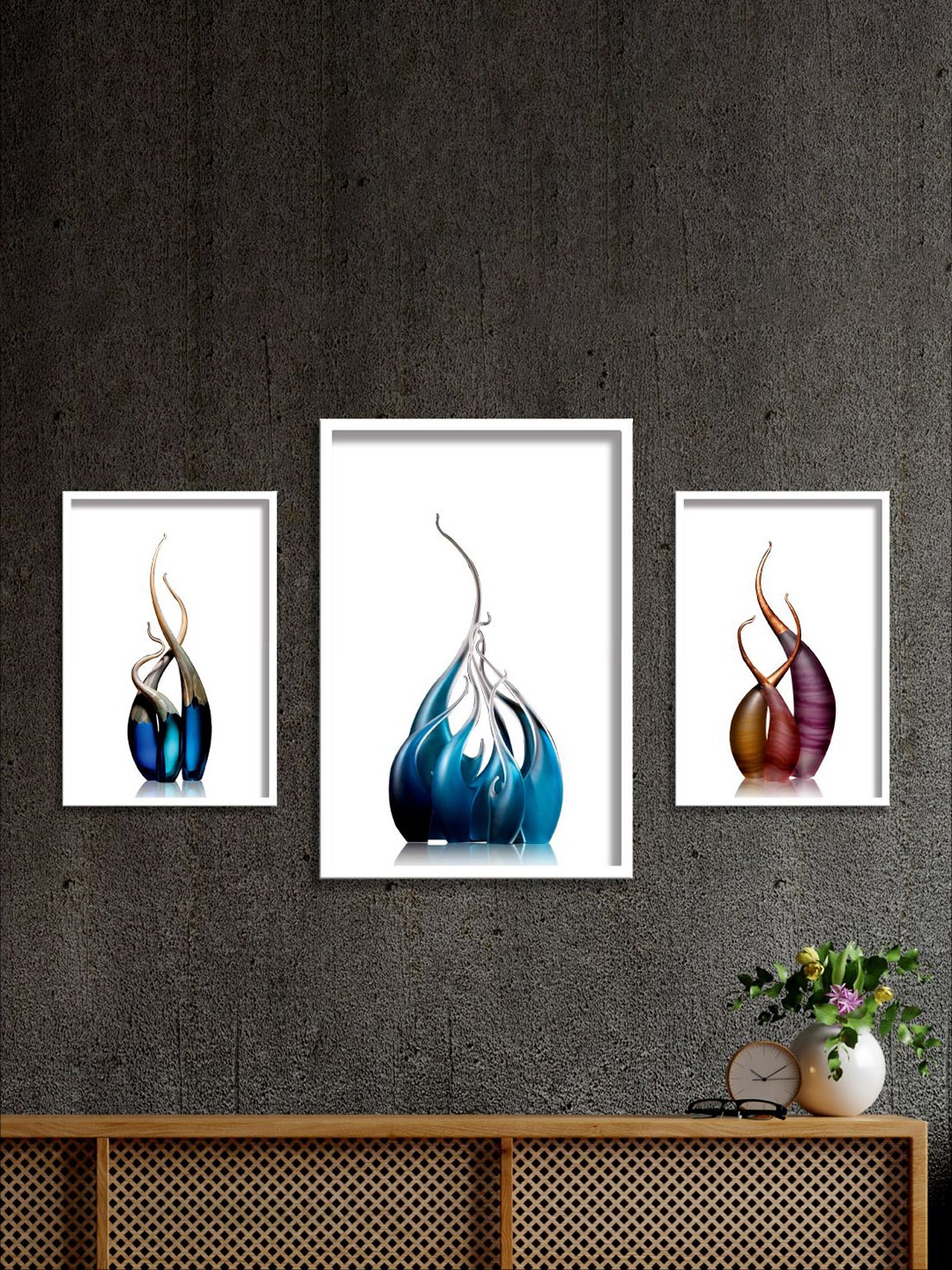 

Aura White & Blue 3 Pieces Wall Arts