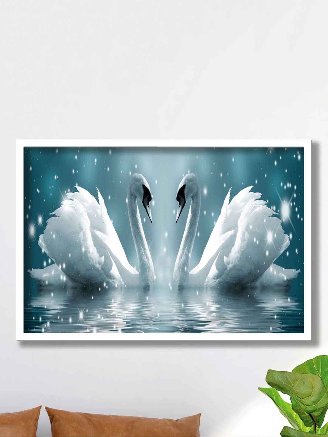 

Aura White & Blue Paper Birds and Animals Wall Painting