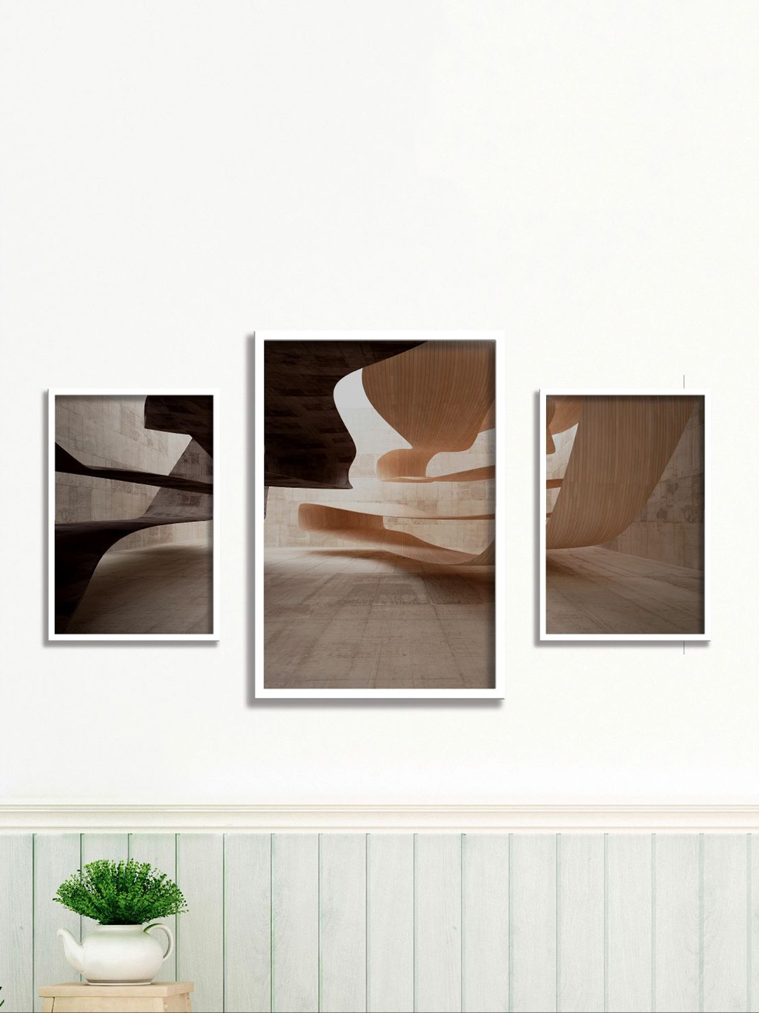 

Aura Brown & Black 3 Pieces Paper Wall Paintings