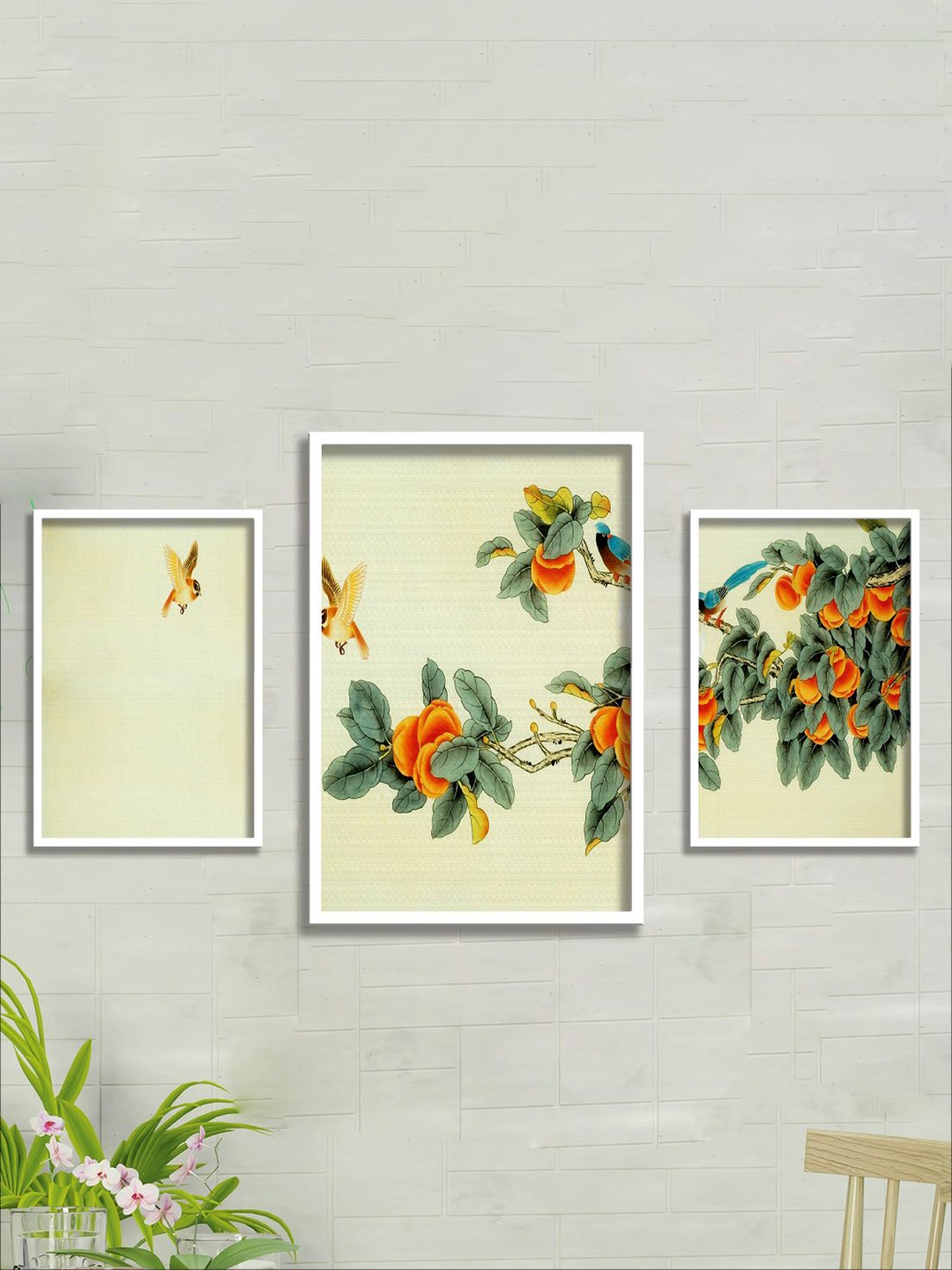 

Aura Yellow & Orange 3 Pieces Floral and Botanical Wall Painting Art
