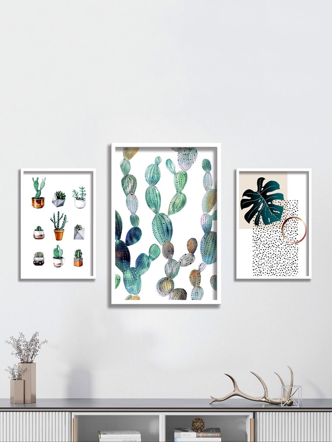 

Aura White & Green 3 Pieces Floral and Botanical Wall Art