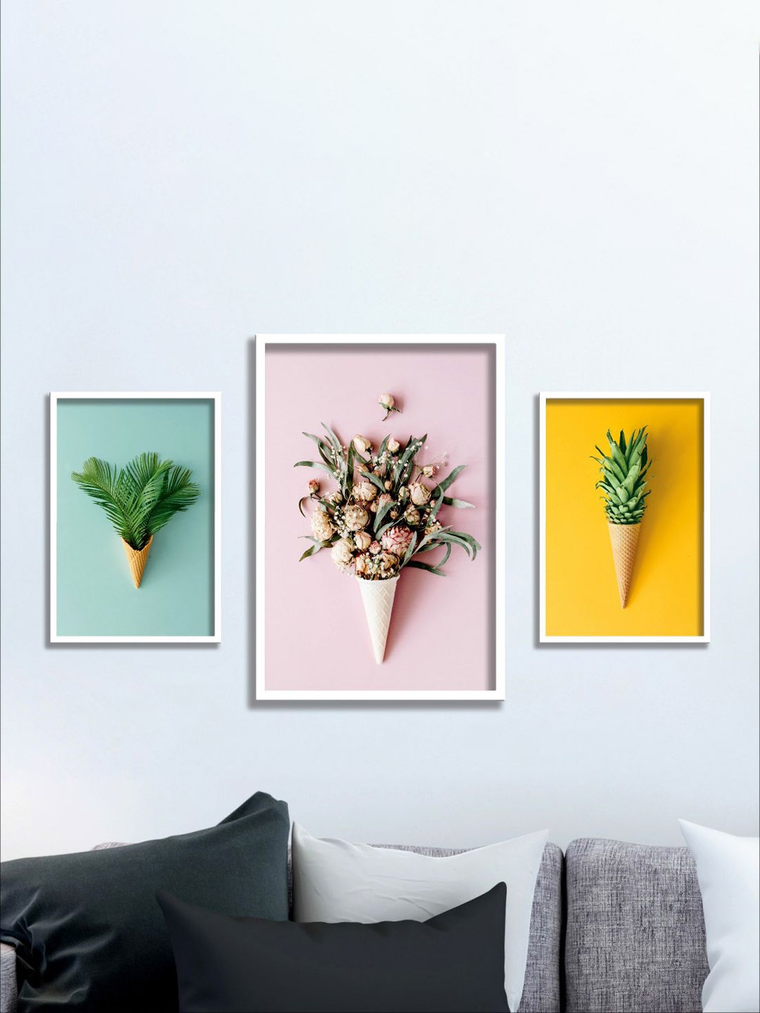 

Aura Green & Pink 3 Pieces Floral and Botanical Wall Painting Art