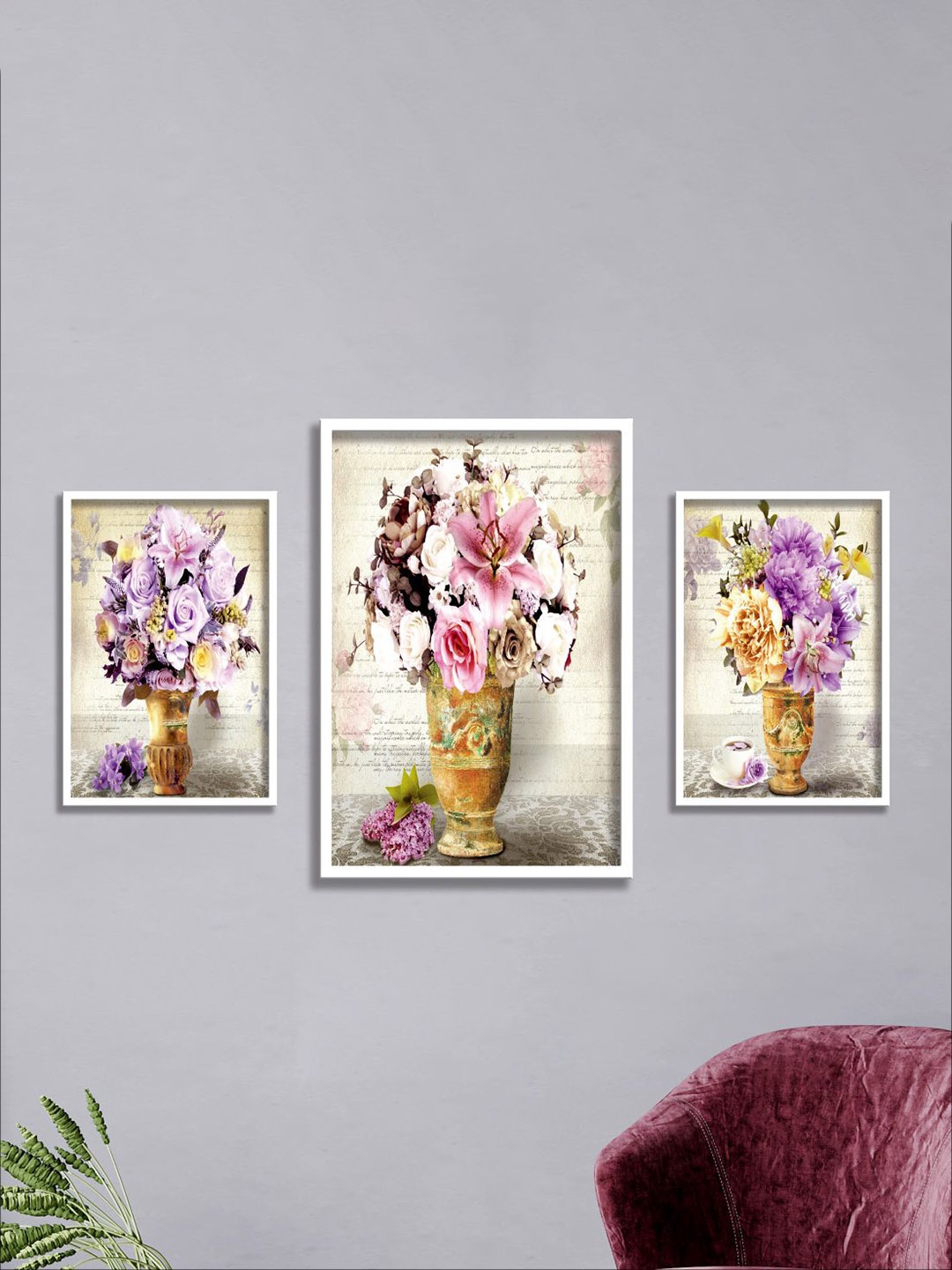 

Aura Yellow & Purple 3 Pieces Floral and Botanical Wall Arts