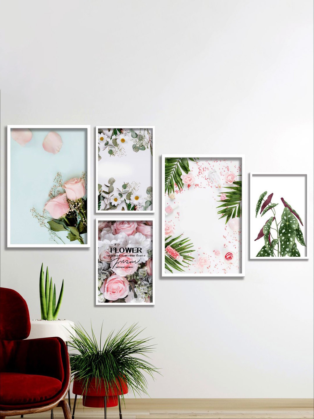 

Aura White & Green 5 Pieces Floral and Botanical Wall Art