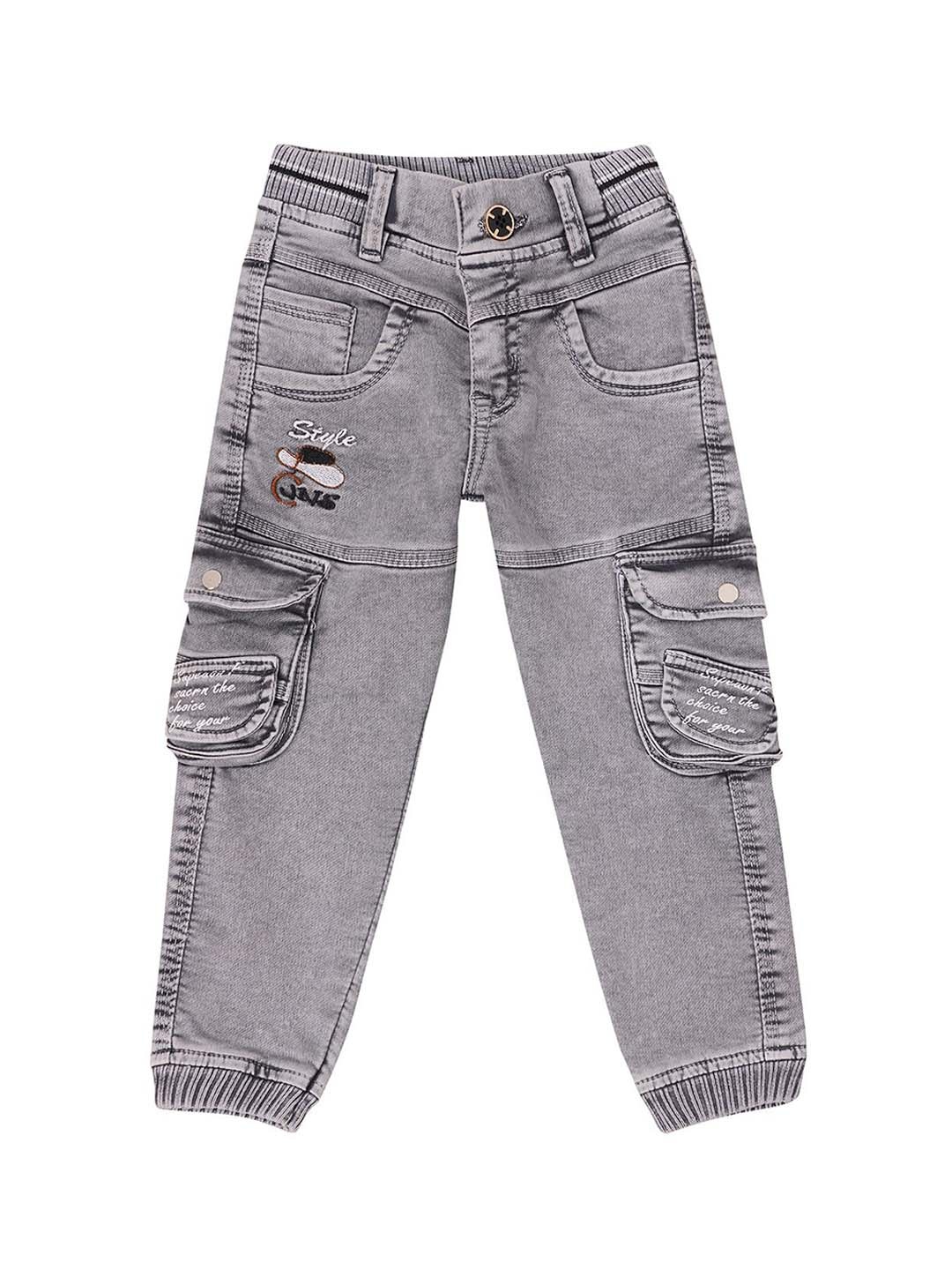 

BAESD Boys Comfort Mid-Rise Clean Look Embroidered Stretchable Jeans, Grey