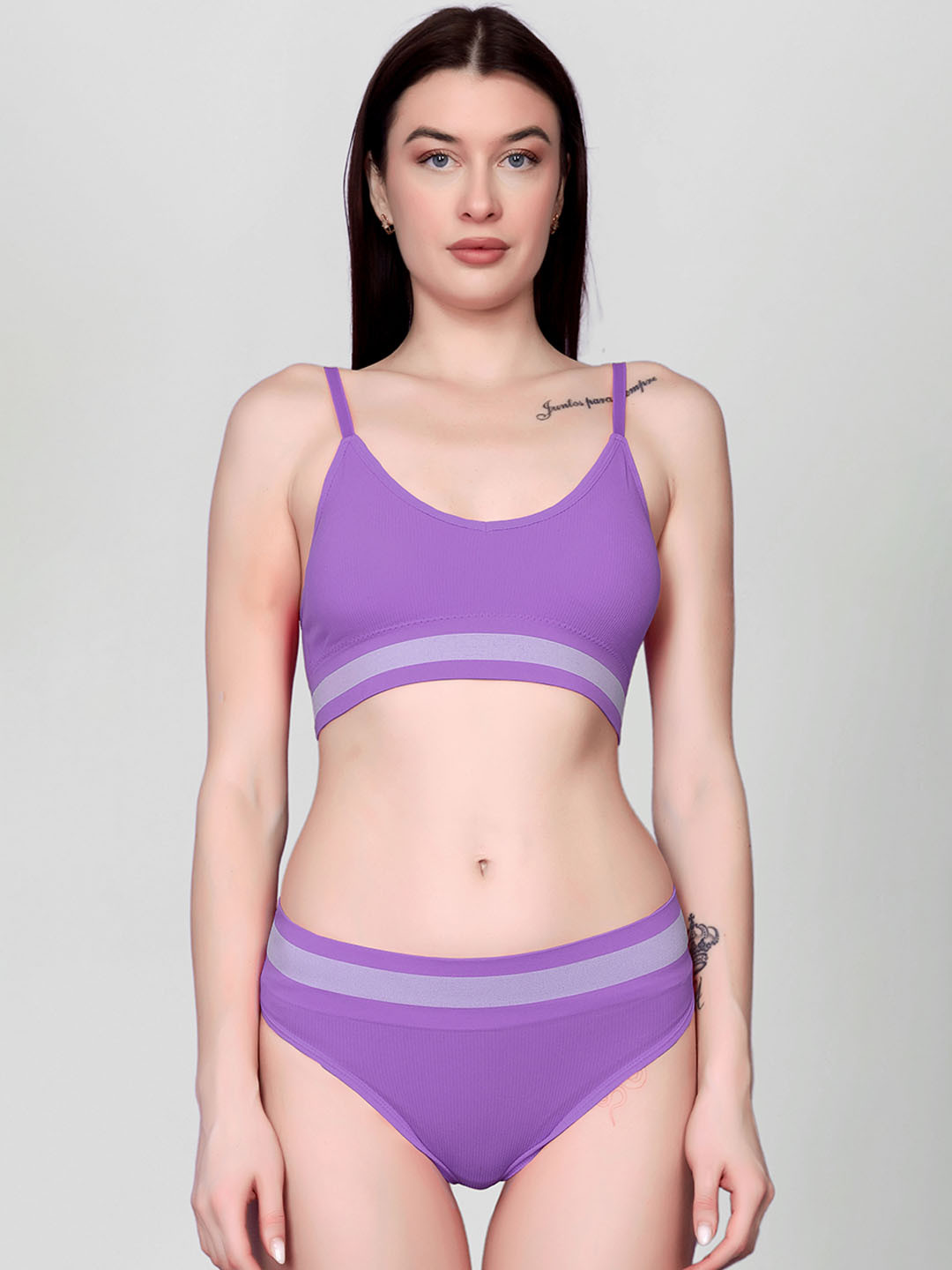 

Spiaty Lightly Padded Lingerie Set, Purple