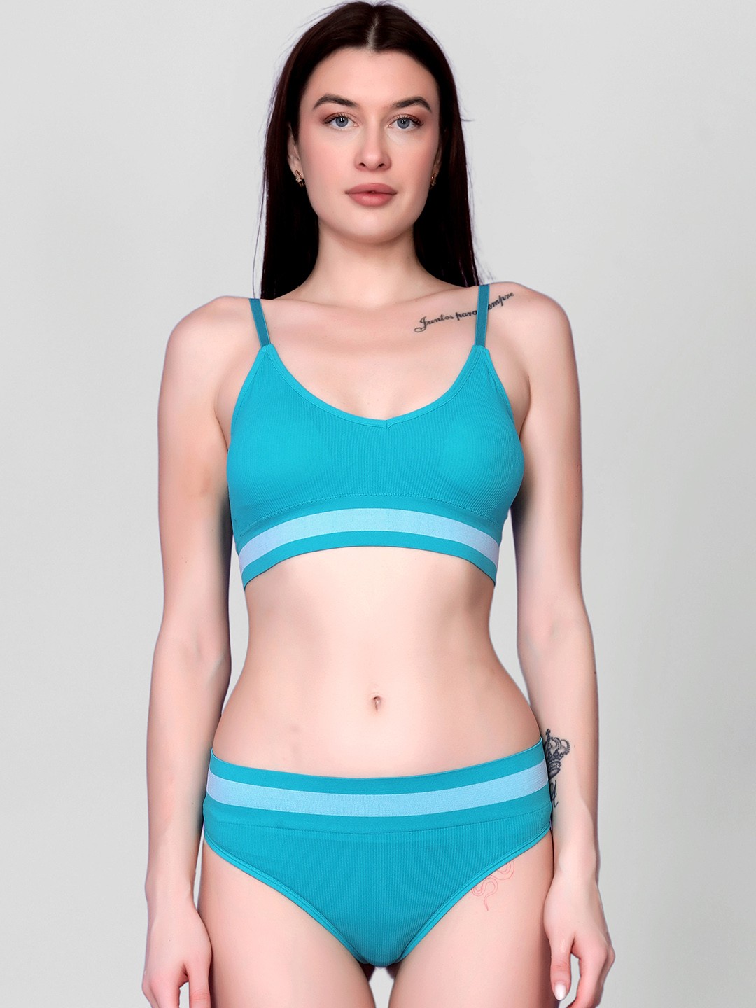 

Spiaty Lightly Padded Lingerie Set, Turquoise blue
