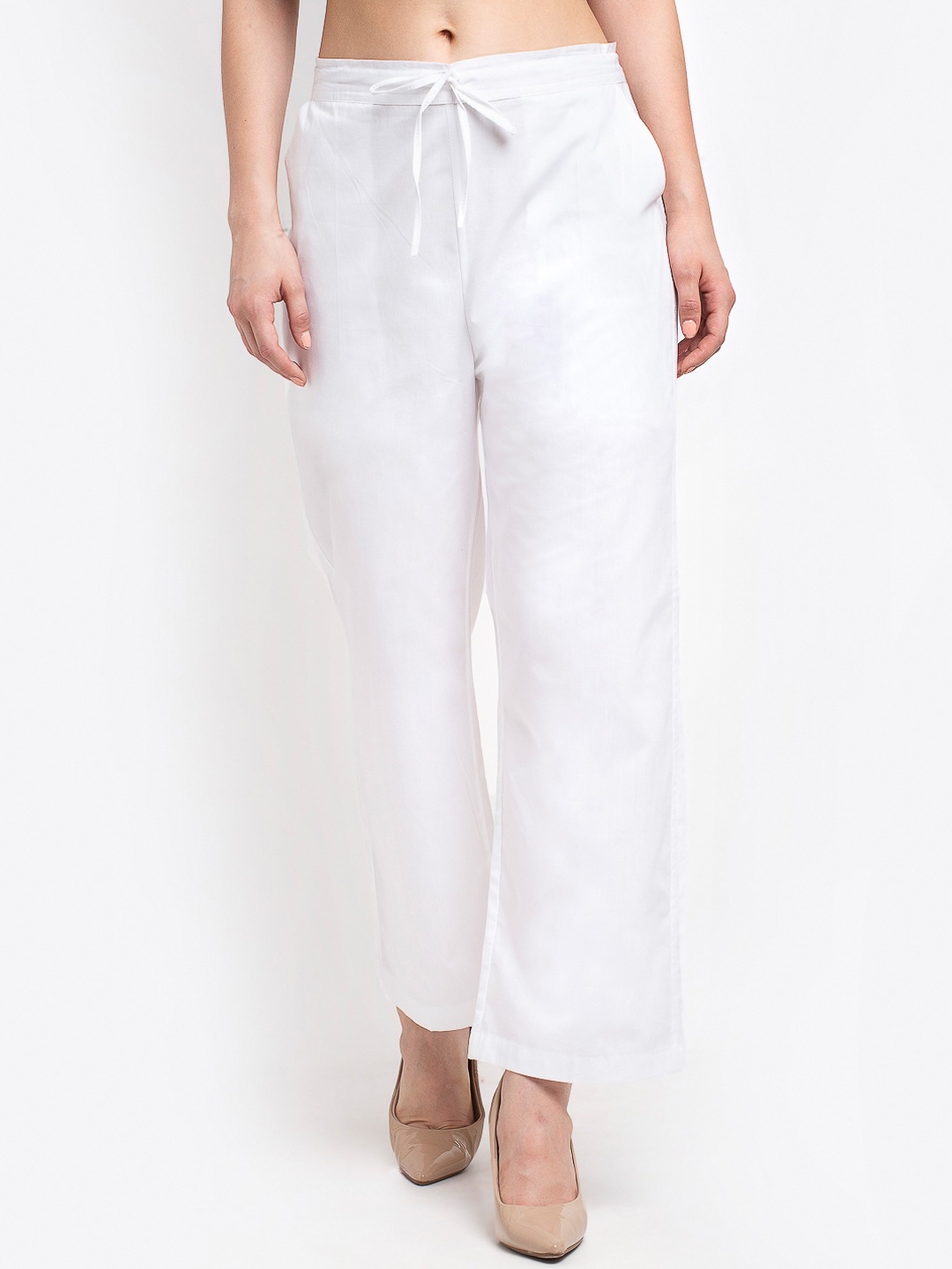 

GRACIT Women Mid-Rise Flat-Front Regular Trousers, White