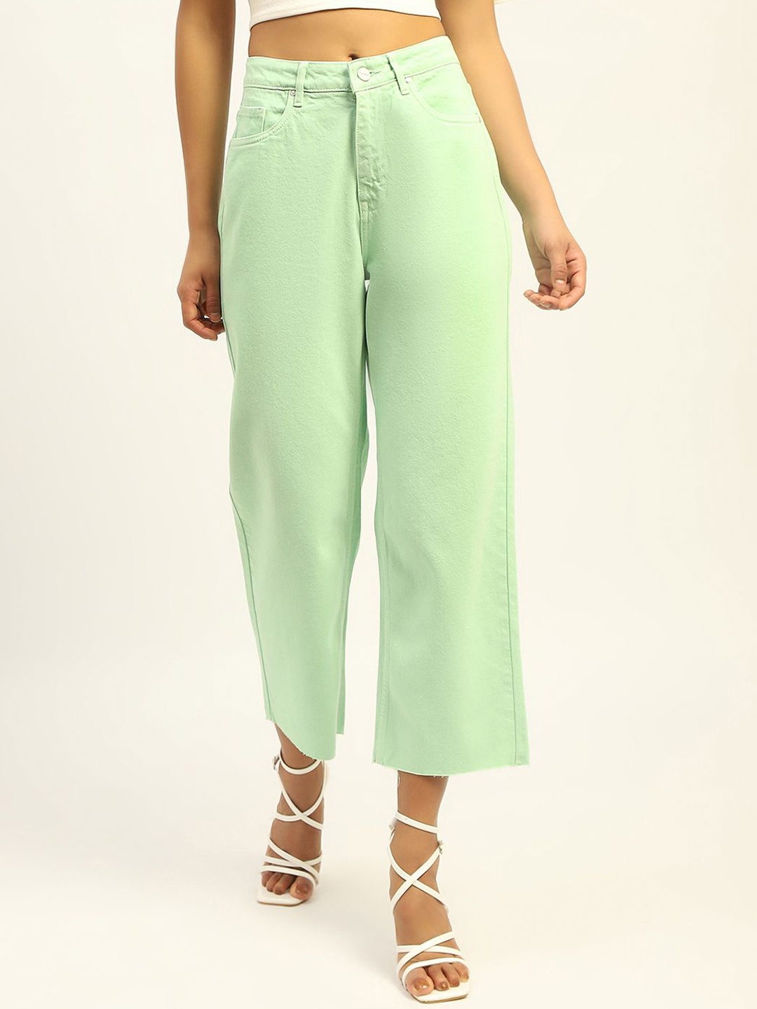

Madame Women Wide Leg Jeans, Green