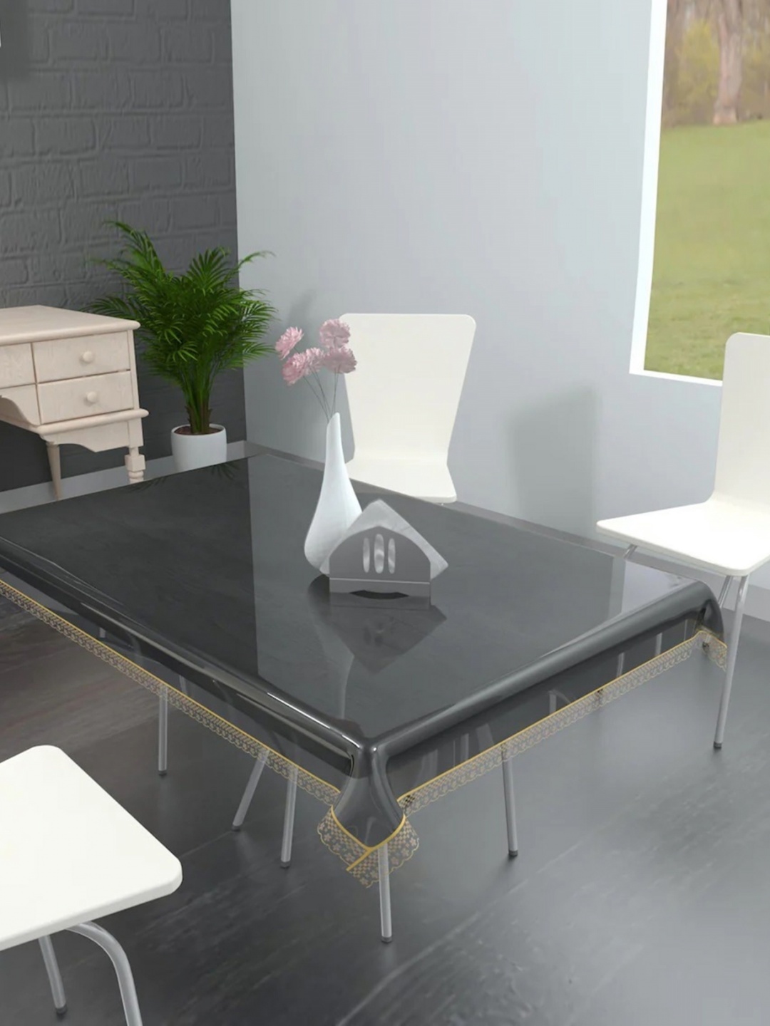 TANLOOMS Transparent Waterproof 8-Seater Table Cover