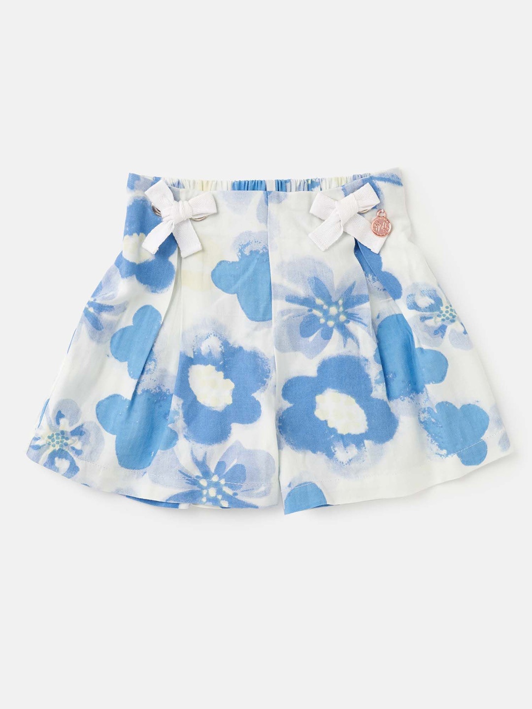 

Angel & Rocket Girls Floral Printed Mid-Rise Slim Fit Regular Shorts, Blue