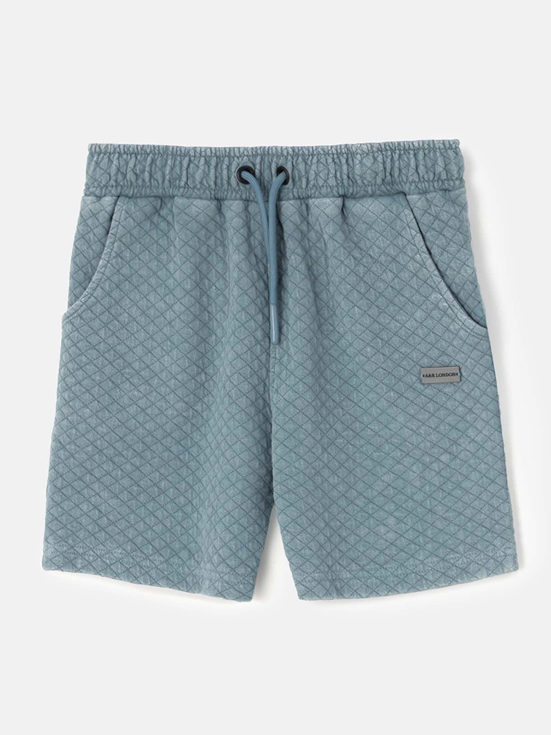 

Angel & Rocket Boys Self Design Slim Fit Mid-Rise Cotton Regular Shorts, Blue