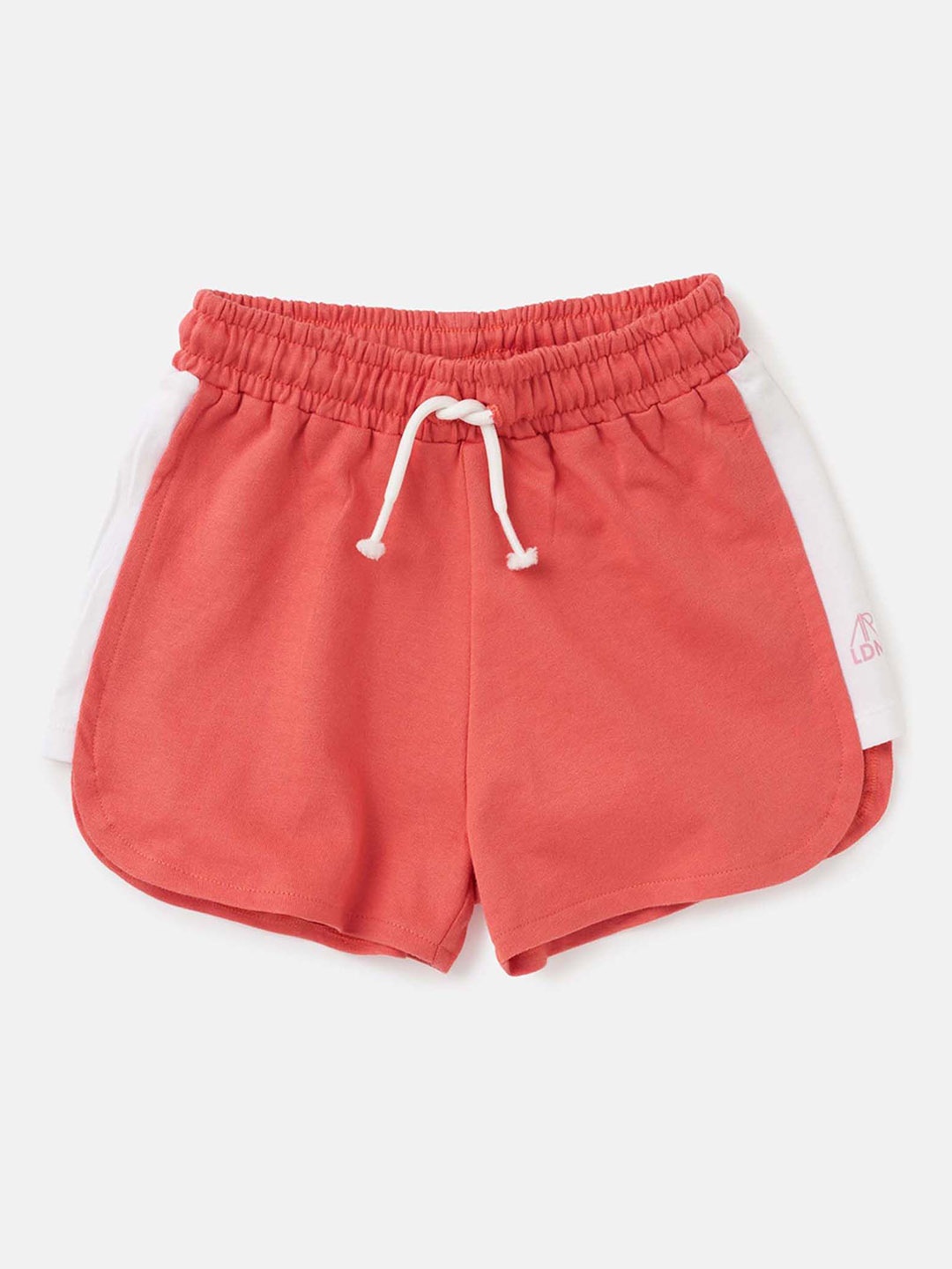 

Angel & Rocket Girls Contrasting Side Panel Mid-Rise Slim Fit Cotton Regular Shorts, Coral