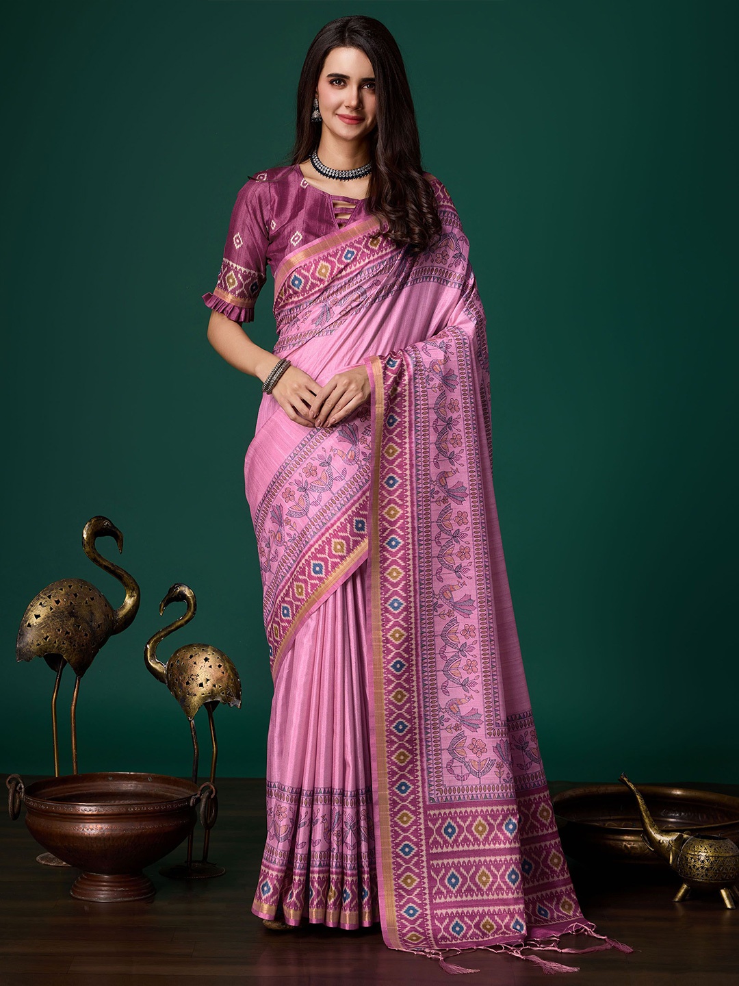 

Mitera Ethnic Motifs Zari Saree, Purple