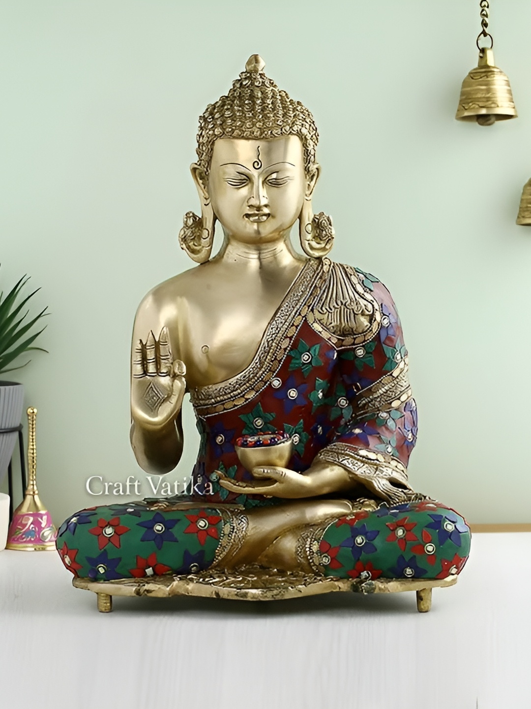 

Aura Gold-Toned & Blue Buddha Brass Idol Showpiece