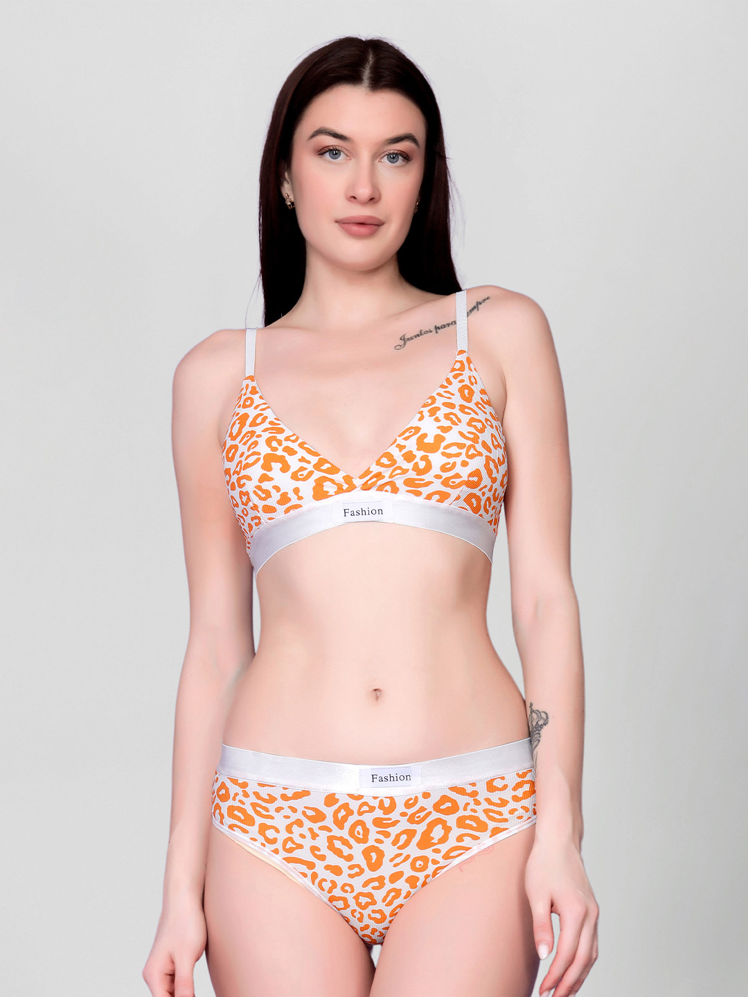 

Spiaty Printed Lightly Padded Lingerie Set, Beige