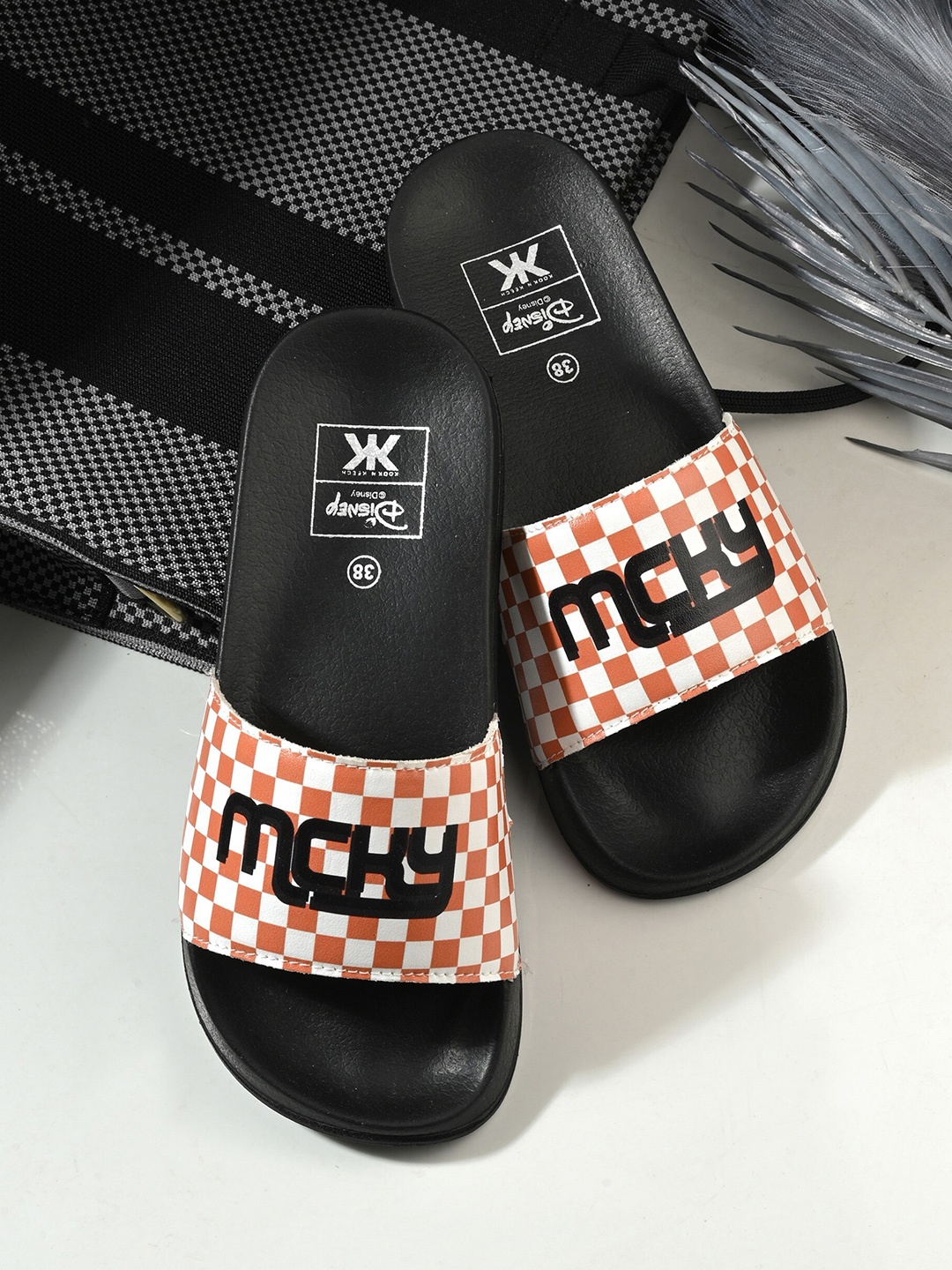 

Kook N Keech Women Orange-Coloured Printed Sliders