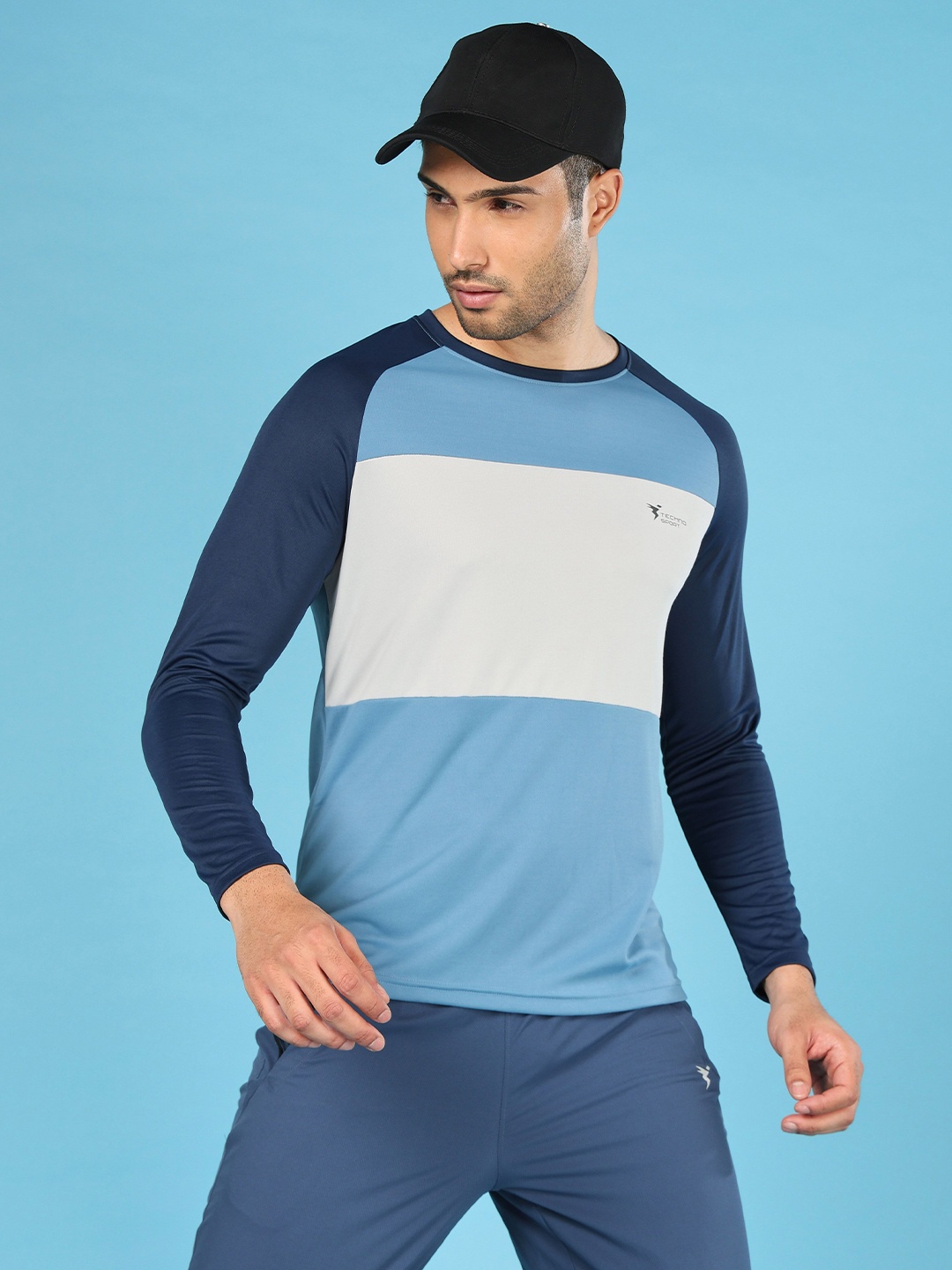 

Technosport Men UPF50 Colourblocked Sports T-shirt, Blue