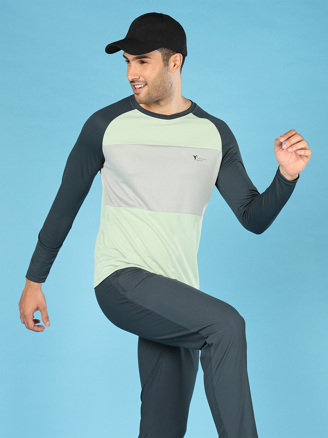 

Technosport Men UPF50 Colourblocked Sports T-shirt, Green