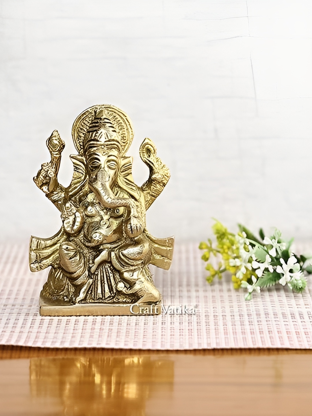 

Aura Gold-Toned Brass Ganesh Idol Showpiece