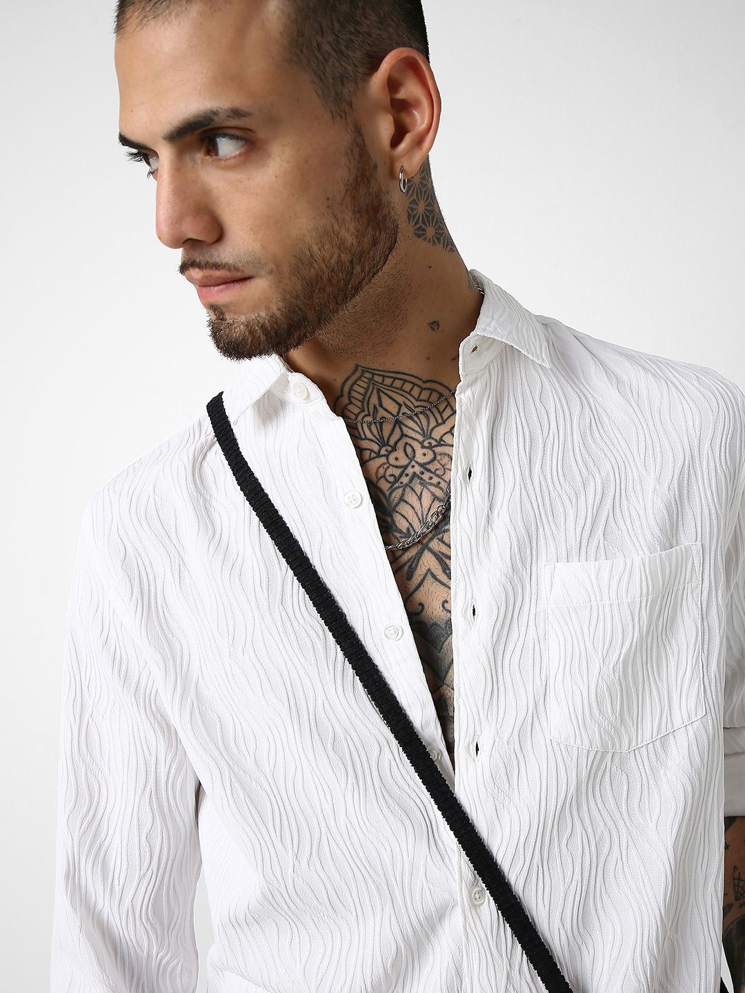 

VASTRADO Classic Slim Fit Striped Casual Shirt, White