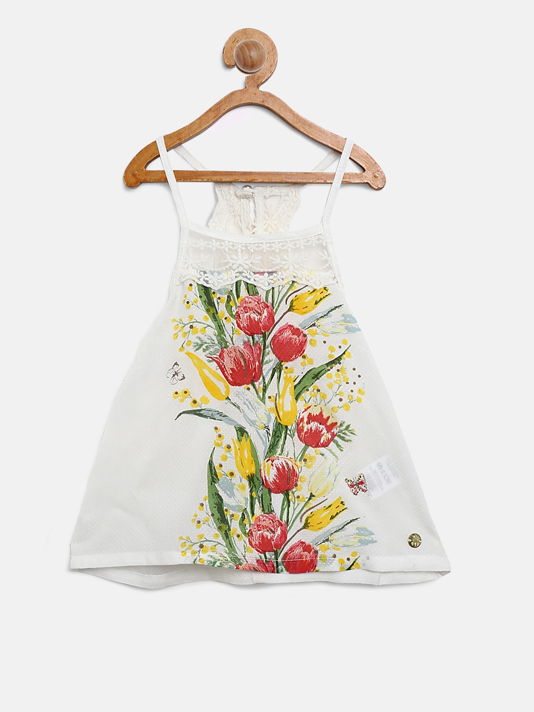 

Gini and Jony Girls White Floral Print A-Line Top