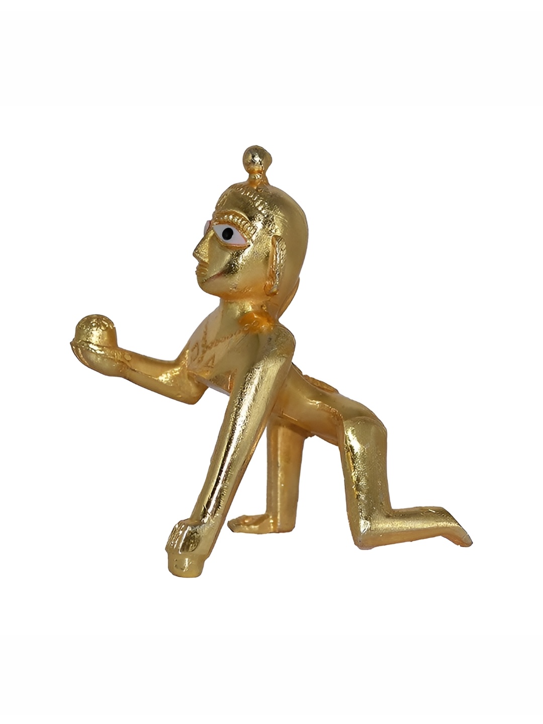 

Aura Gold-Toned Brass Laddu Gopal Ji Baby Krishna Religious Idol Showpiece
