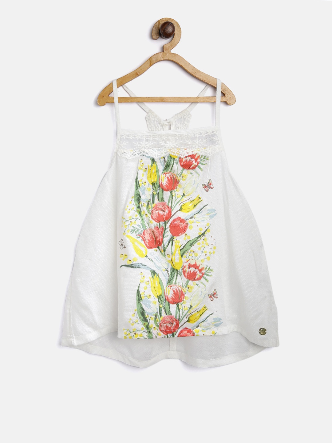 

Gini and Jony Girls White & Red Floral Print Styled Back Top