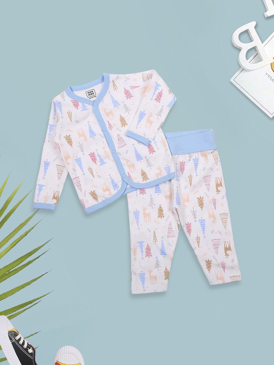 

MeeMee Boys Printed Pure Cotton Night suit, Blue