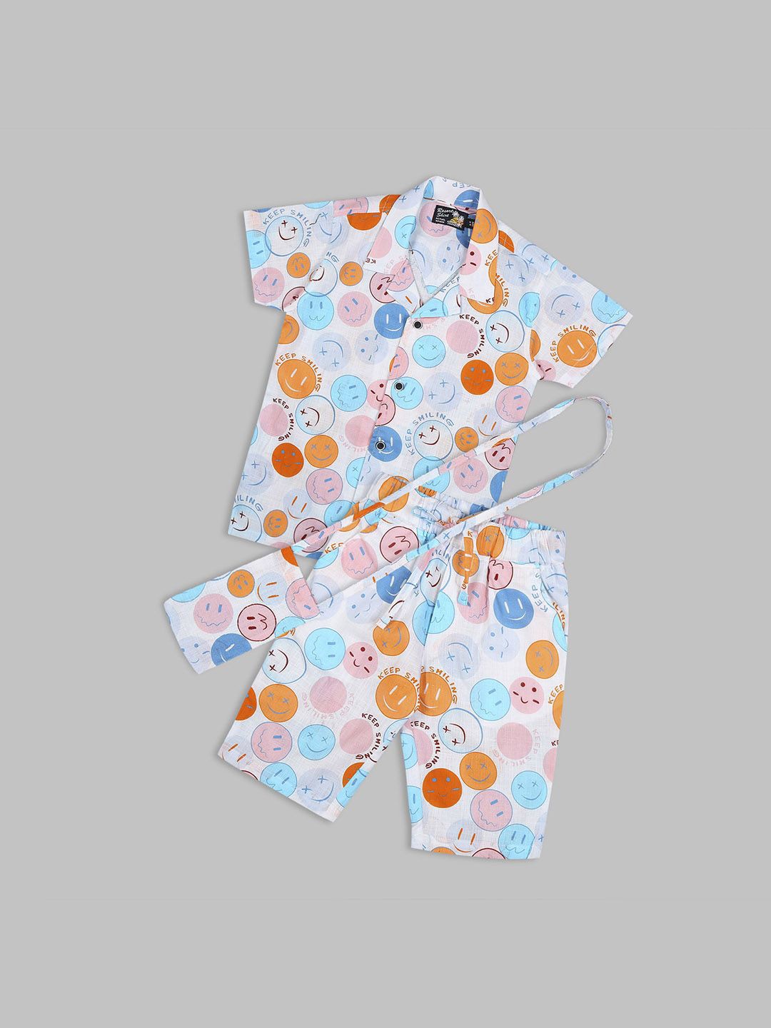 

Actuel Boys Printed Pure Cotton Shirt with Shorts, White