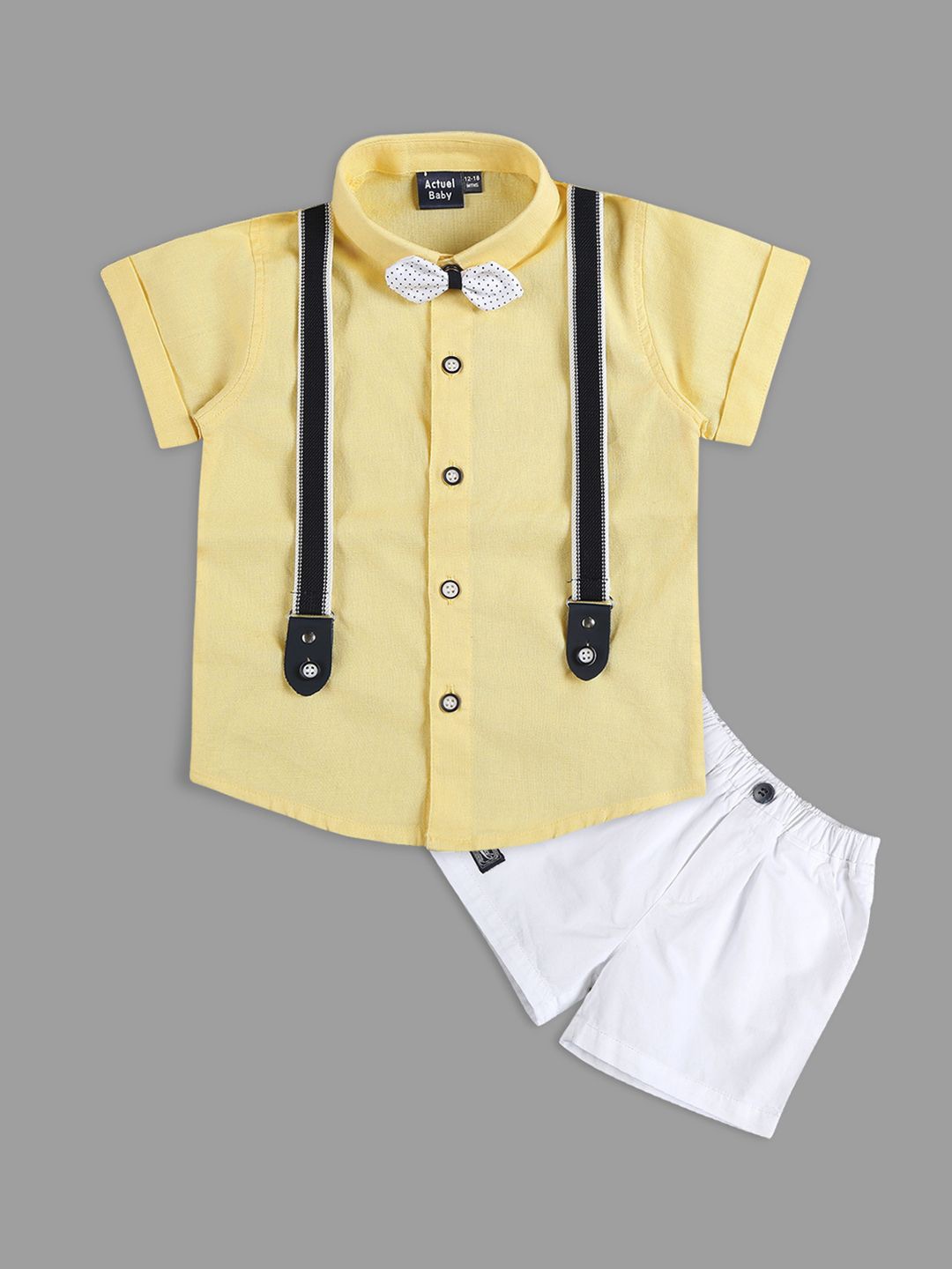 

Actuel Boys Pure Cotton Shirt with Shorts, Yellow