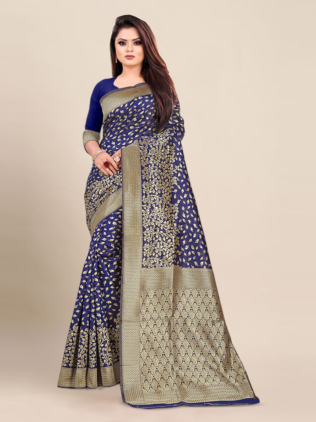 

BerMondsey Woven Design Zari Banarasi Saree, Blue