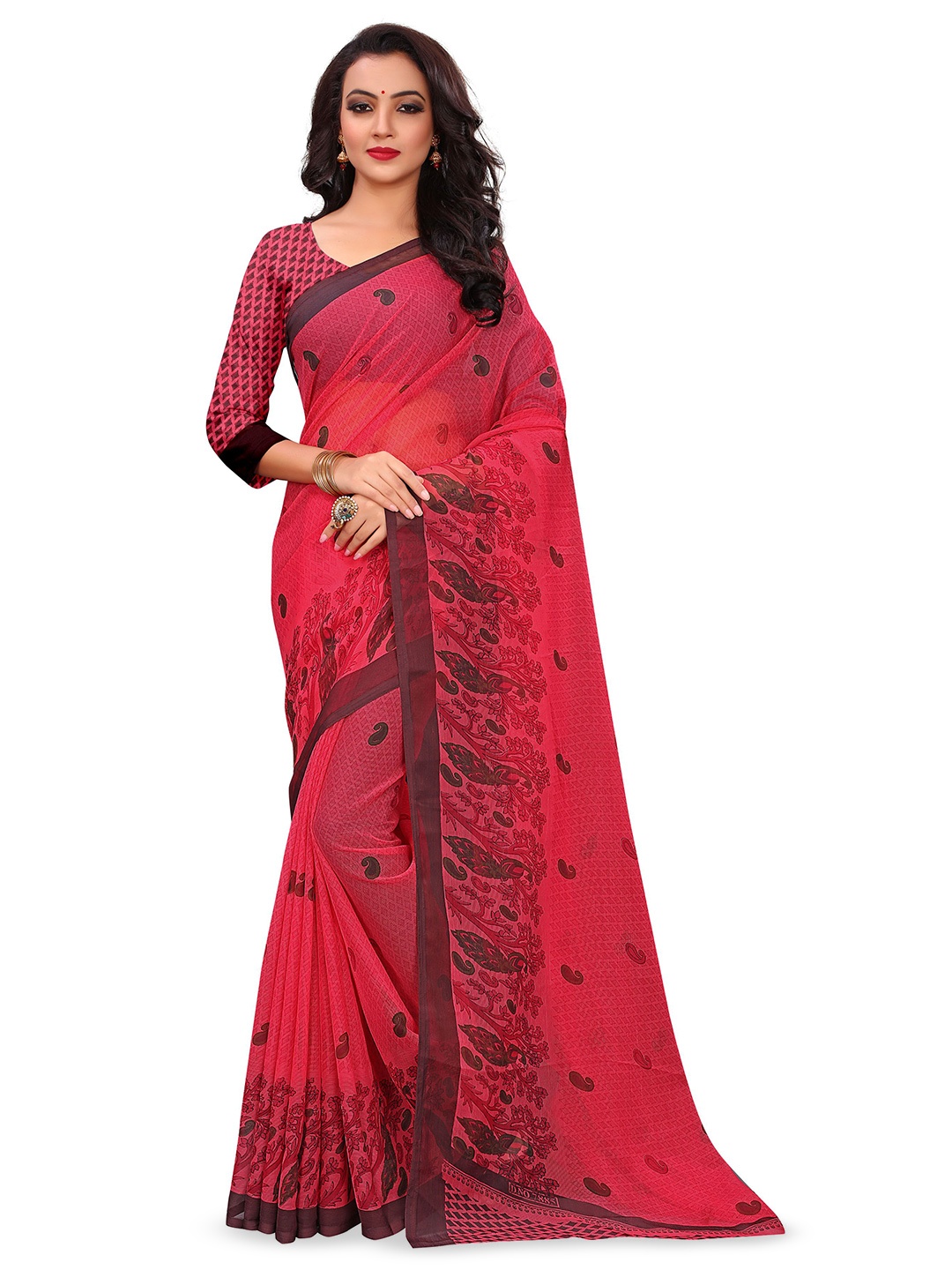 

RUNAYA NX Paisley Pure Georgette Saree, Maroon