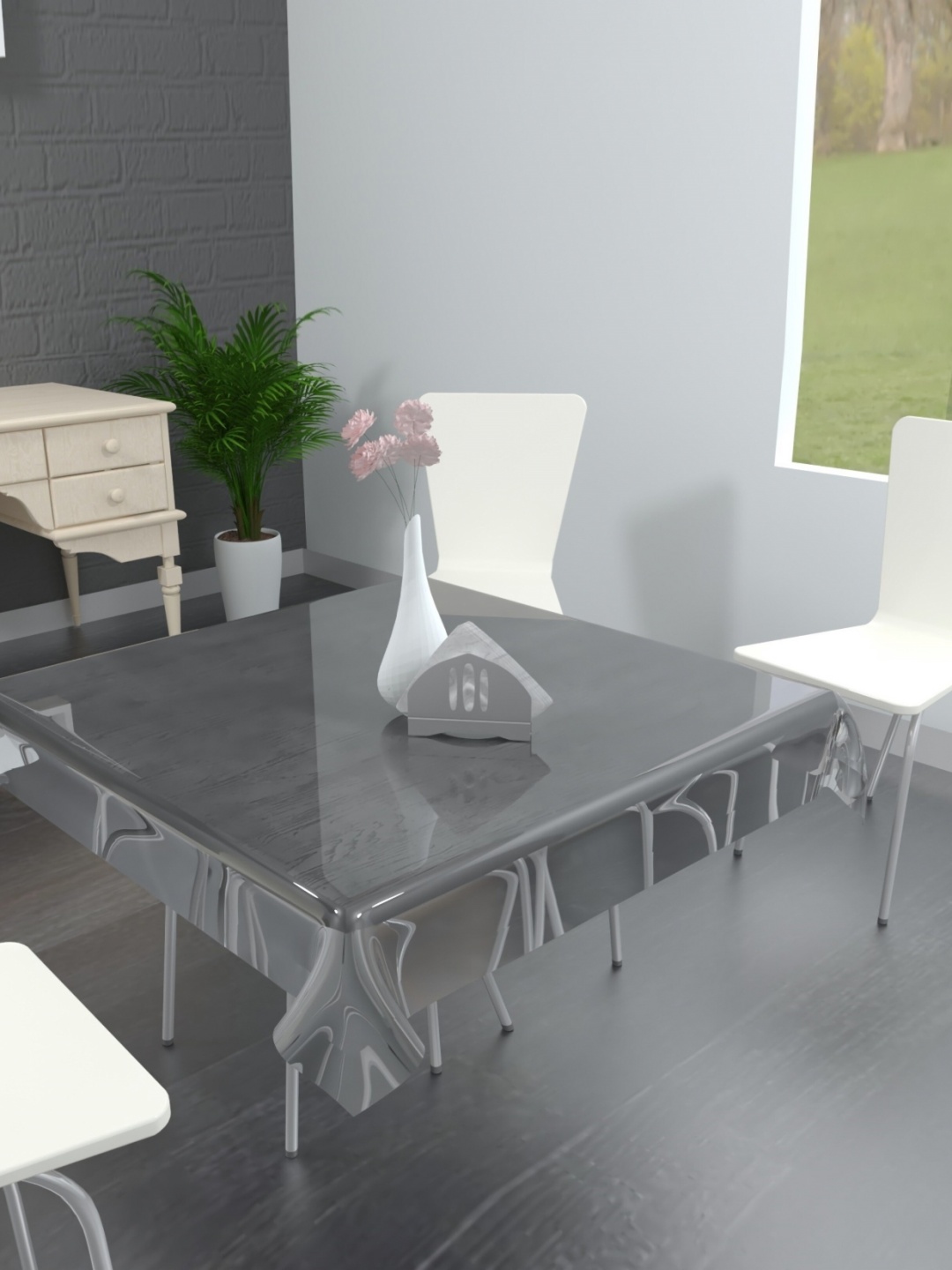 TANLOOMS Transparent Waterproof 6-Seater Table Cover