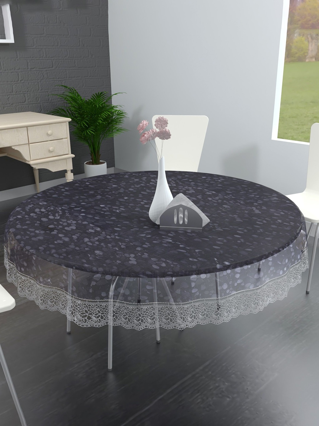 

TANLOOMS Transparent Waterproof Round 6-Seater Table Cover