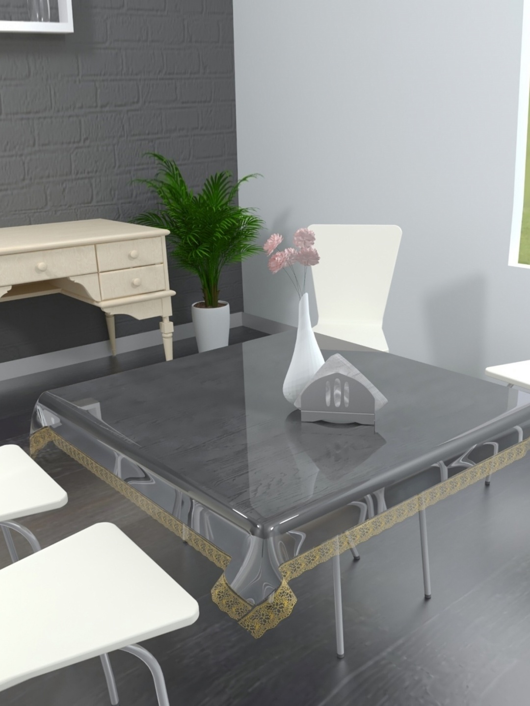 

TANLOOMS Transparent Waterproof 2-Seater Table Cover
