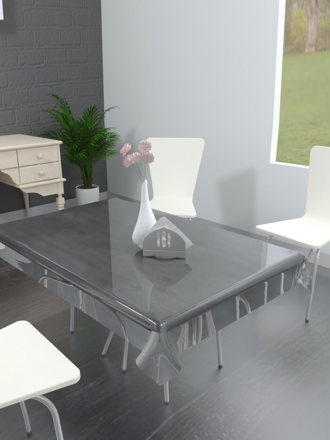 TANLOOMS Transparent Waterproof 8-Seater Table Cover