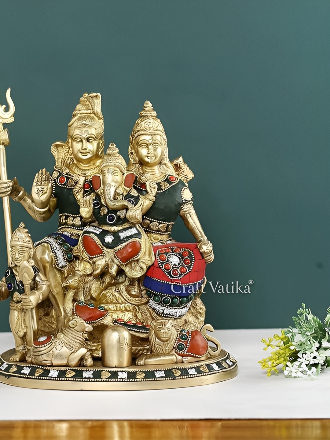 

Aura Gold-Toned & Red Religious Idol Showpiece