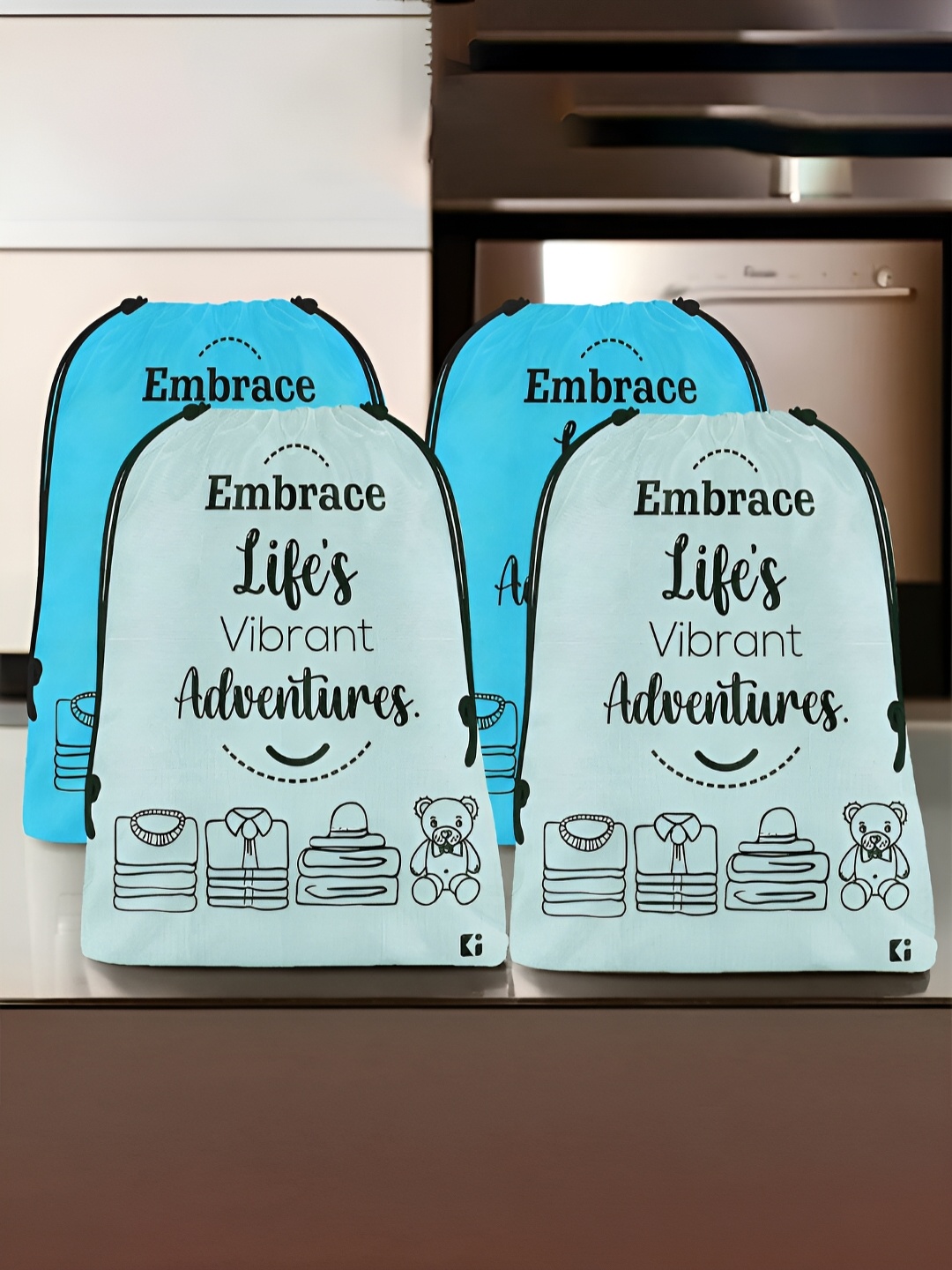 

Kuber Industries Blue & Grey 4 Pieces Printed Multi-Utility Organisers