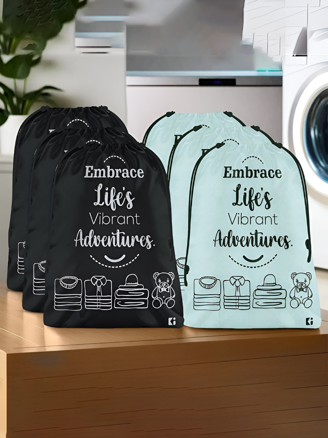 

Kuber Industries Grey & Black 6 Pieces Printed Multi-Utility Organisers