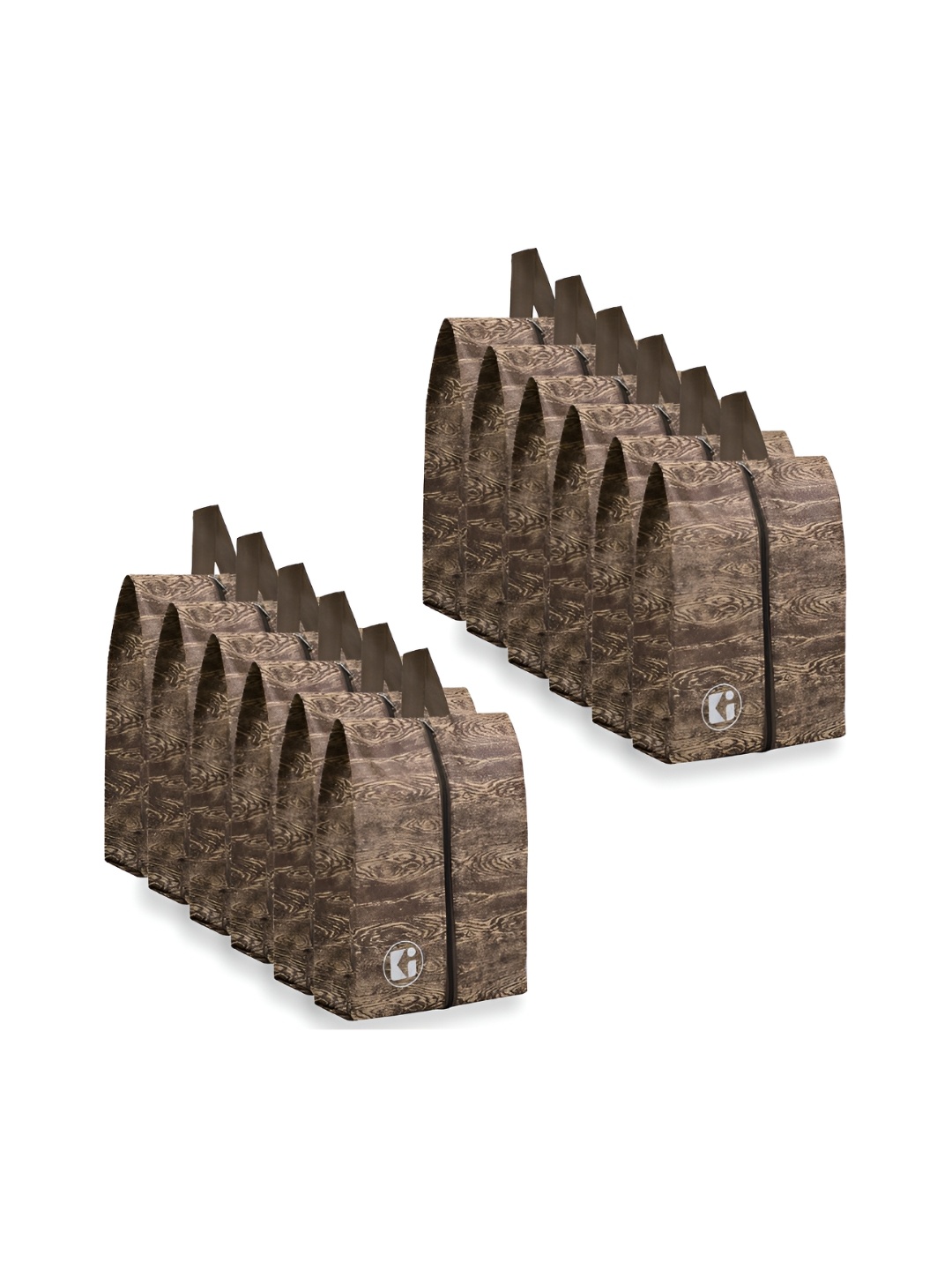 

Kuber Industries Brown 12 Pieces Printed Shoes Organisers