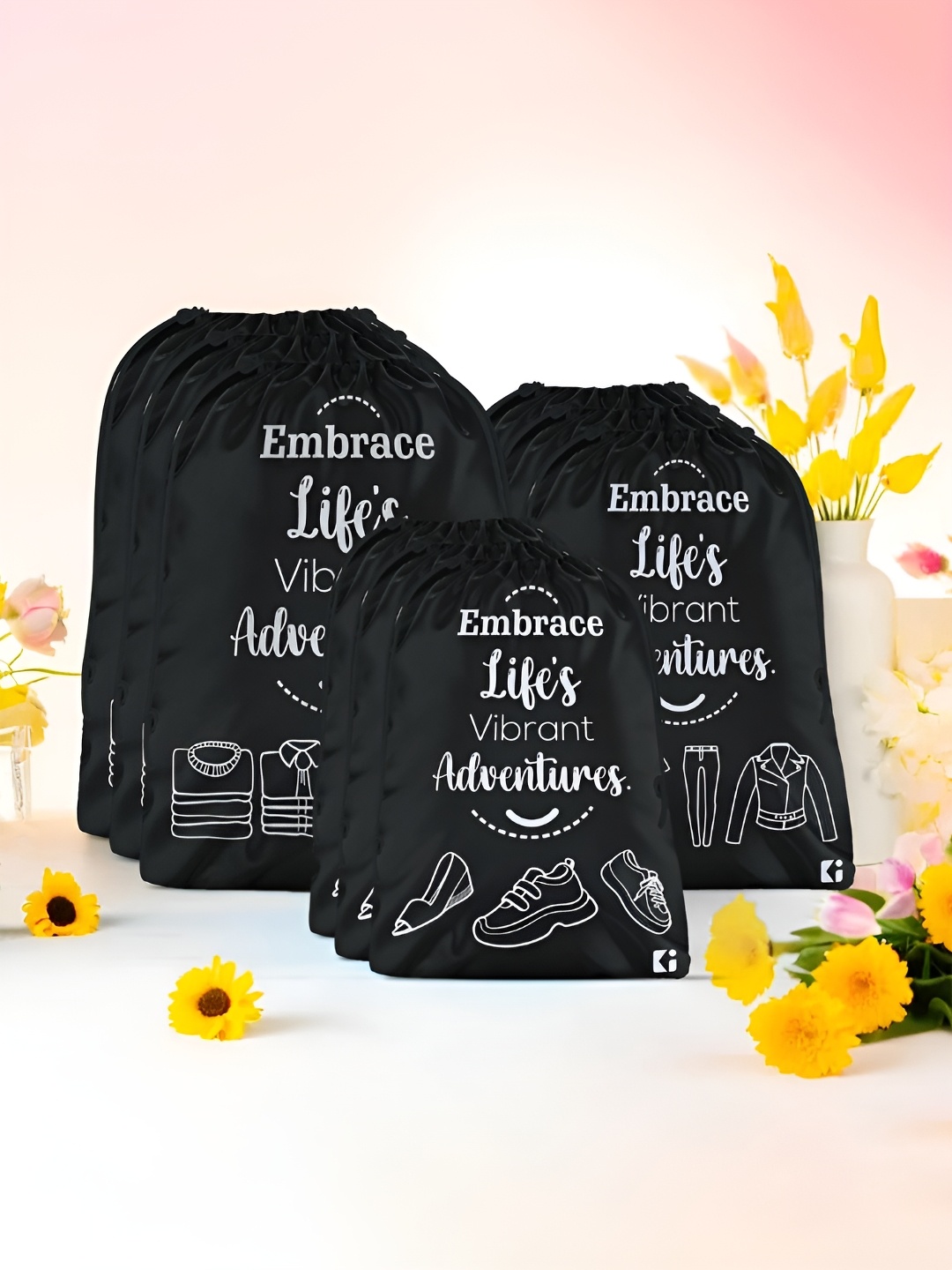 

Kuber Industries Black 9 Pieces Printed Multi-Utility Organisers